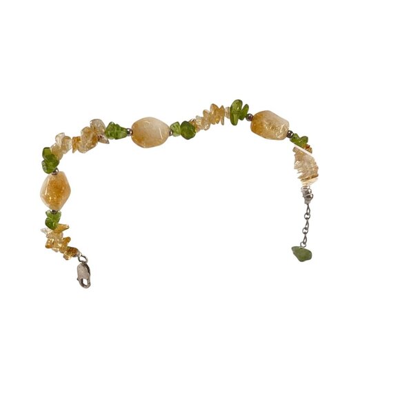 Citrine & Peridot Gemstone Bracelet 7.5'' With Sterling Silver Lobster Clasp - Picture 3 of 8